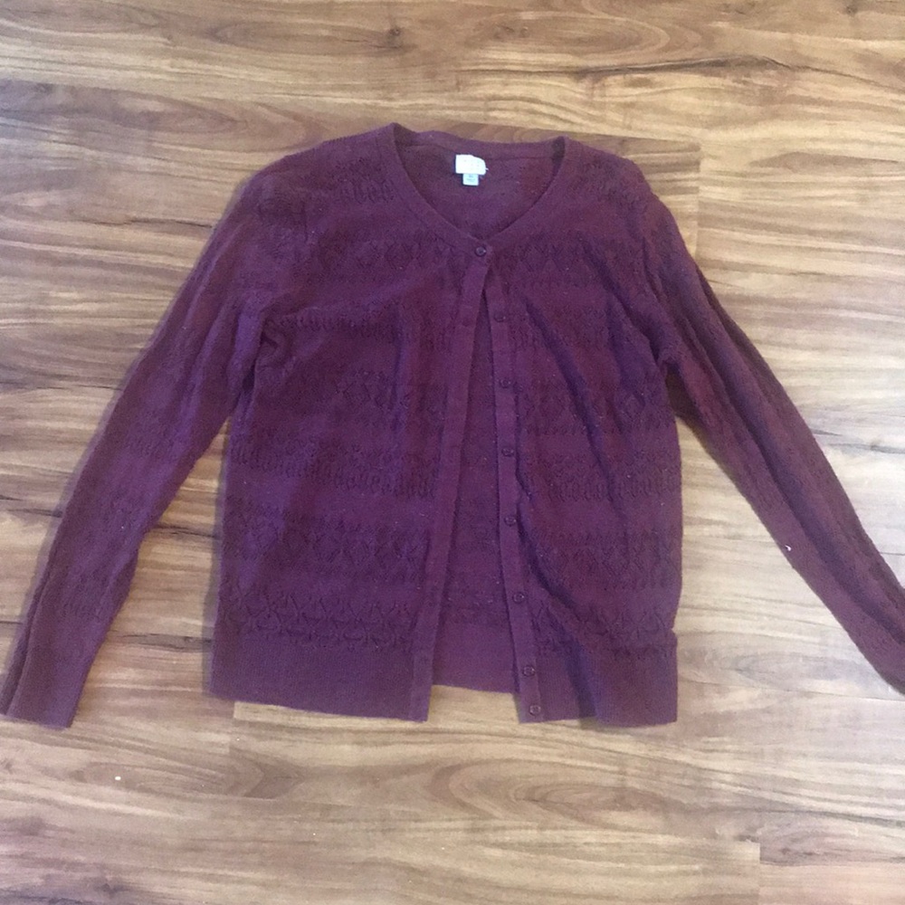 Maroon knit button down cardigan size XL